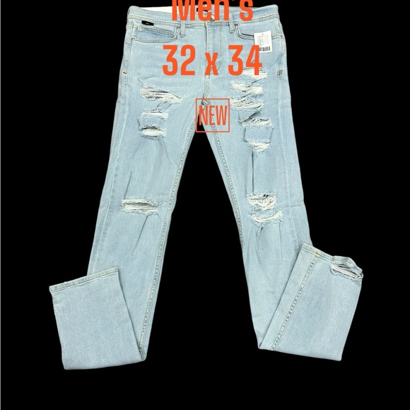 Men’s Urban Outfitters BDG 32 x 34 Jean Denim Destroyed Jeans Blue Stretch NWT - Picture 2 of 13